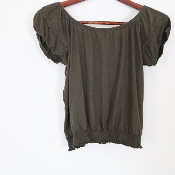 Aeropostale Hunter Green Cotton Peasant Top - Picture 4 of 7